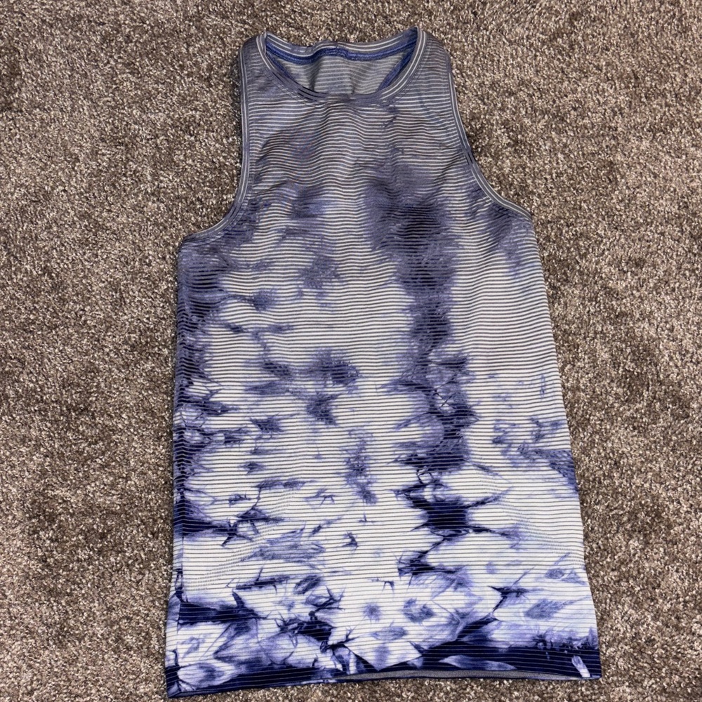 lululemon athletica Blue and White Tank Top